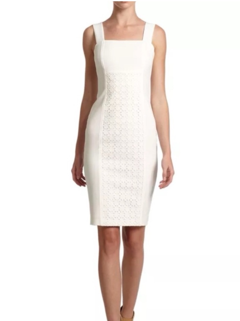 Raoul White Eyelet Panel Exposed Zipper Tank Dress